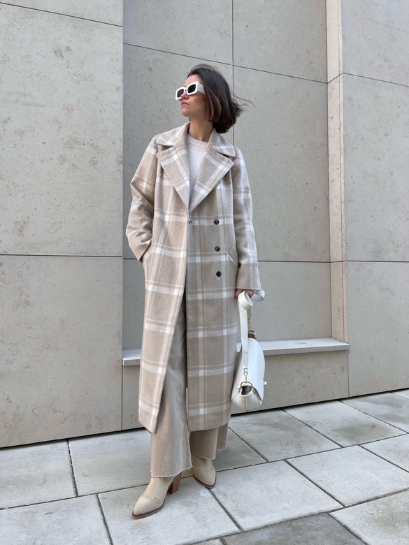 Пальто COAT-ROBE Classic цв. клетка светло-бежевая арт.м-450