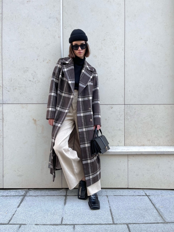 Пальто COAT-ROBE Classic цв. клетка шоколад арт.м-450