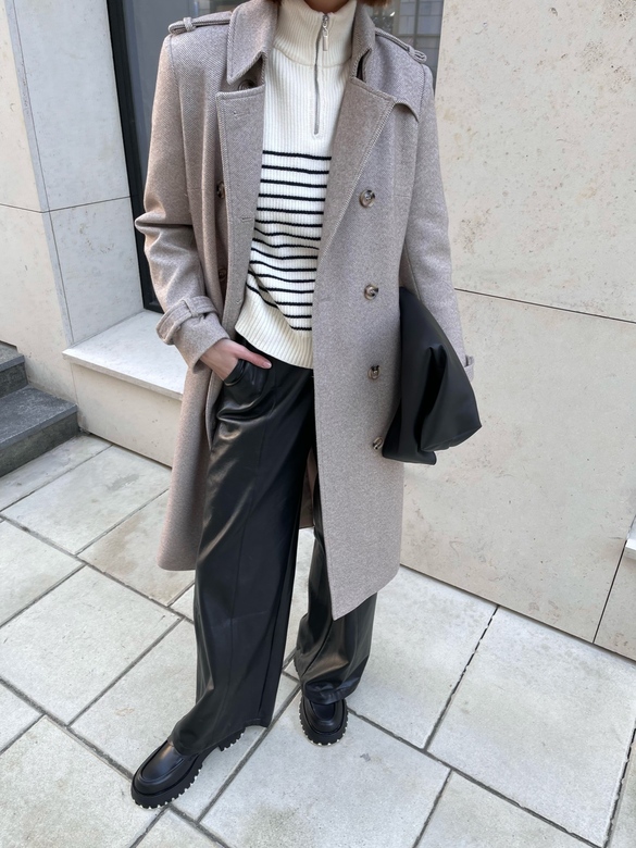 Пальто цв. елочка-темно-бежевая арт.м-481