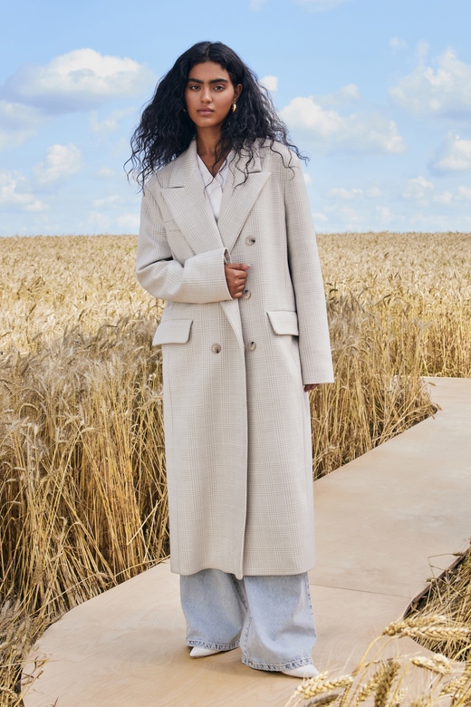 Пальто цв. клетка светло-бежевая арт.м-575