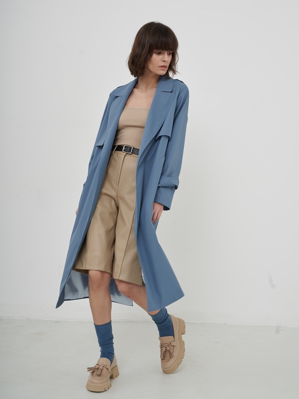 Плащ  Urban style стальной голубой арт. м-432