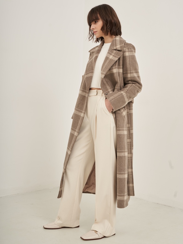 Пальто COAT-ROBE Classic цв. клетка бежевая арт.м-450