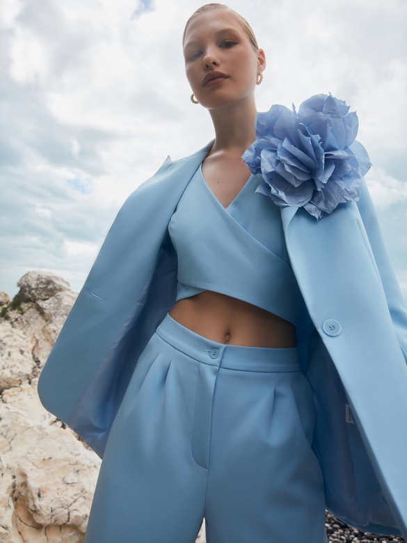 Брошь-пион цв. голубой арт. м-576