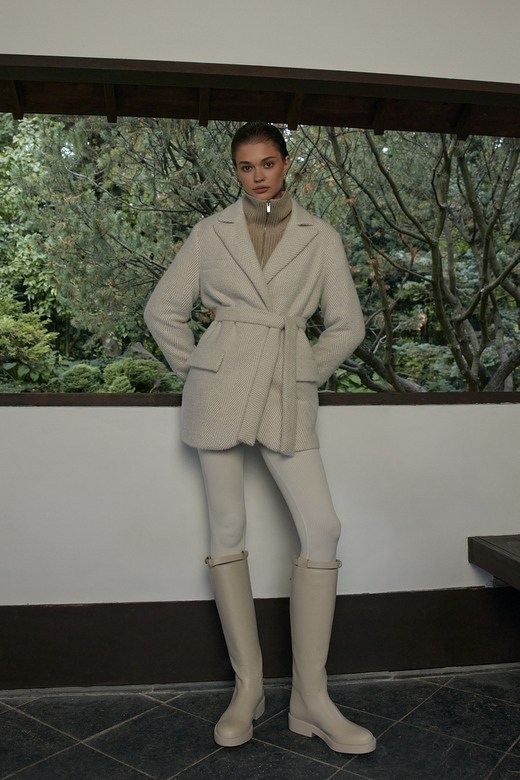 Пальто цв. елочка-бежевая арт.м-514