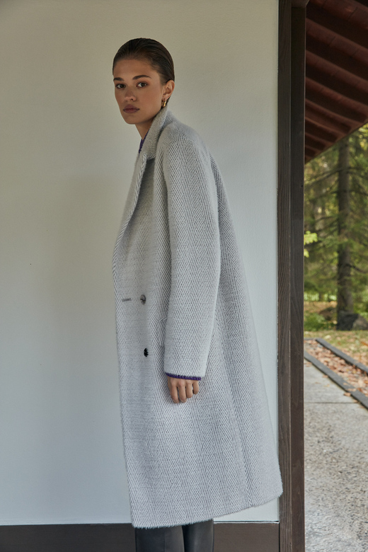 Пальто BOYFRIEND цв. елочка-серо-сиреневый арт.м-437