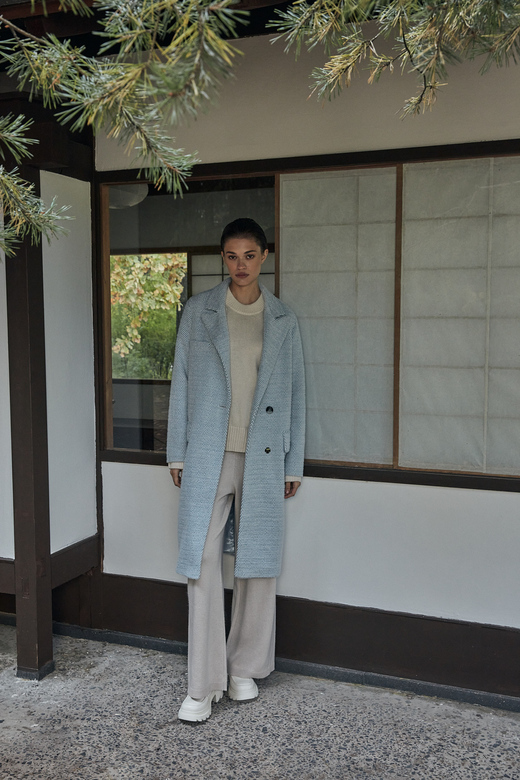 Пальто BOYFRIEND цв. елочка-бледно-голубая арт.м-437