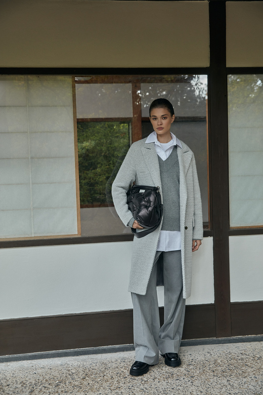 Пальто BOYFRIEND цв. елочка-светло-серая арт.м-437