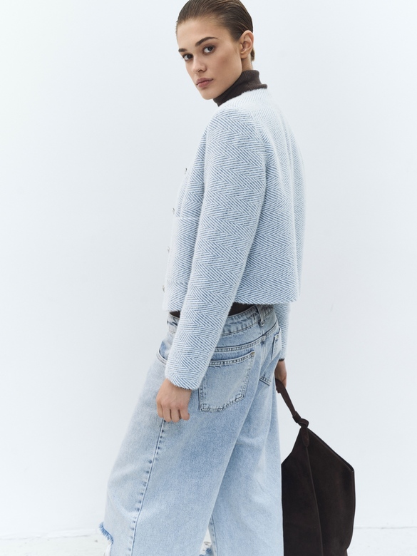 Жакет цв. ёлочка-голубая арт. м-593