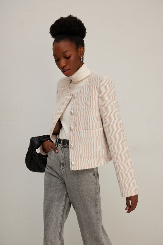 Жакет цв. ёлочка-бежевая арт. м-593