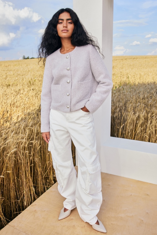 Жакет цв. ёлочка-серо-сиреневая арт. м-593