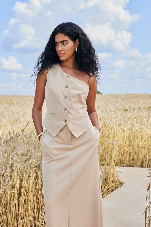 Жилет корсет ассиметричный цв.бежевый арт. м-597