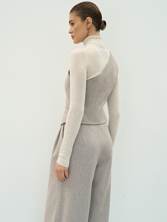 Жилет корсет ассиметричный цв. ёлочка-бежевая           арт. м-594