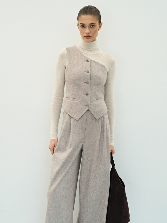 Жилет корсет ассиметричный цв. ёлочка-бежевая           арт. м-594