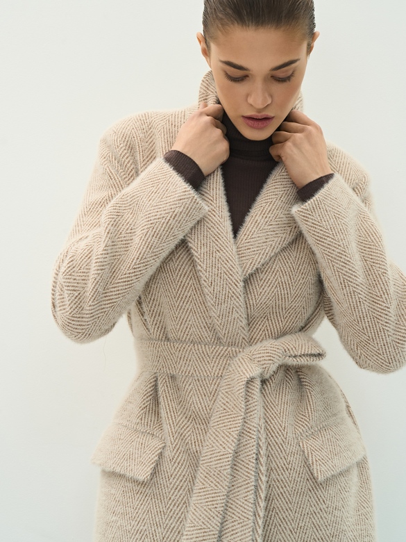 Пальто цв. елочка-капучино арт.м-514