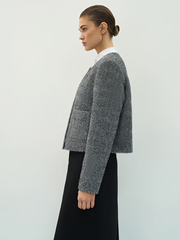 Жакет цв. ёлочка-чёрная арт. м-593