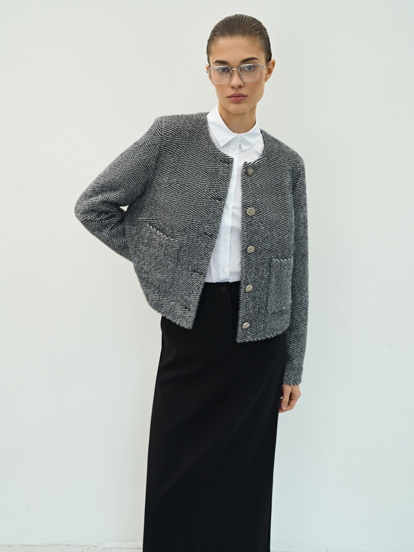 Жакет цв. ёлочка-чёрная арт. м-593