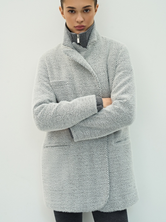Пальто цв. елочка-серая арт.м-514