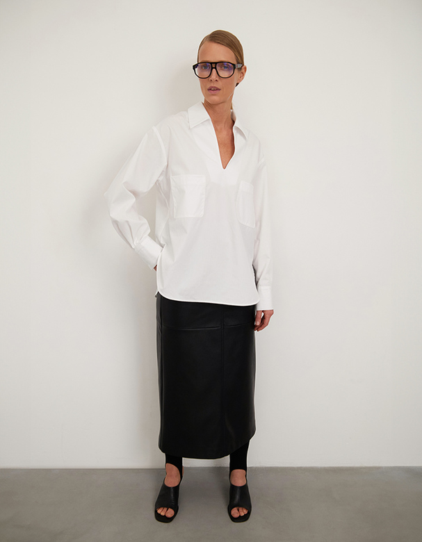 Юбка  кожаная цв. чёрный арт.м-604