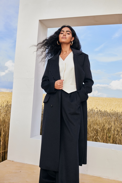 Пальто цв. чёрный меланж арт.м-575