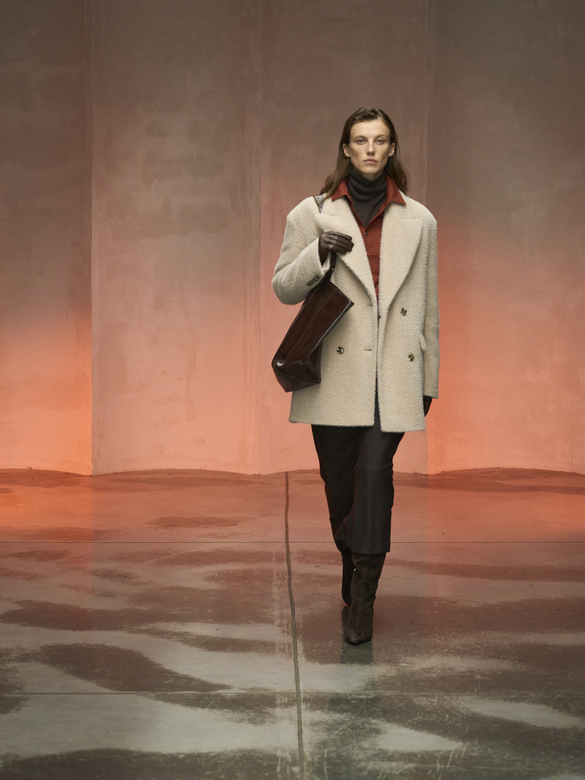 Пальто утепленное цв. елочка-капучино арт.м-620