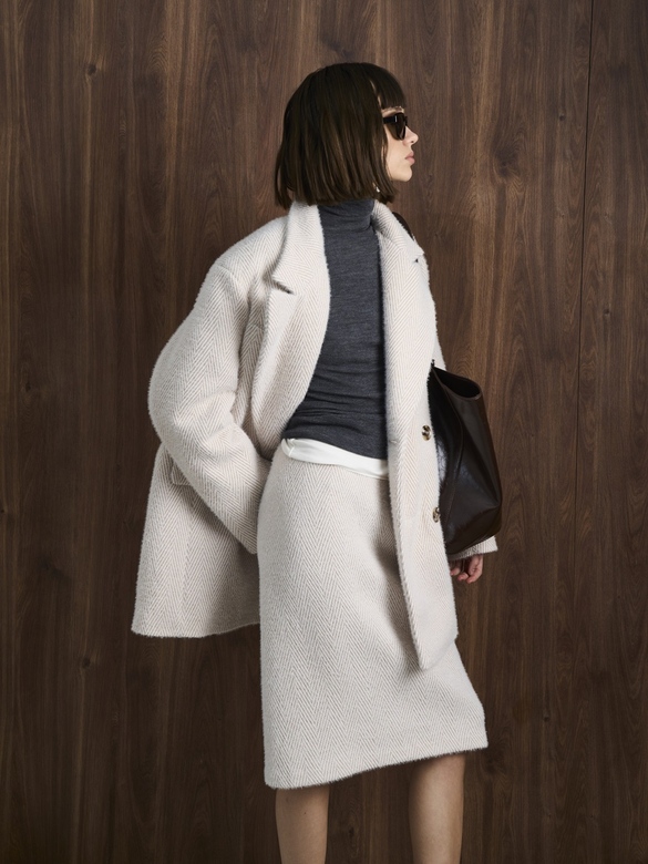 Пальто утепленное цв. елочка-бежевая арт.м-620