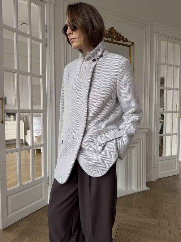 Пальто цв. елочка-лаванда арт.м-514