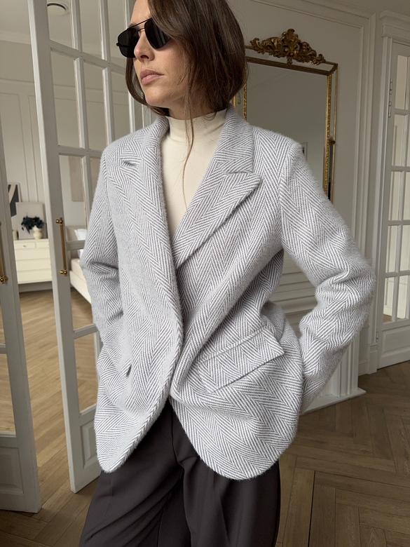 Пальто цв. елочка-лаванда арт.м-514