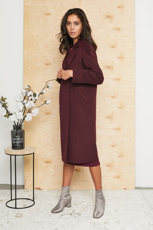 Пальто DIAMOND цв. бордо  арт.м-418