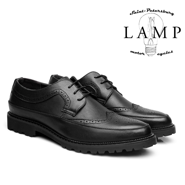 Black leather oxford boot 605