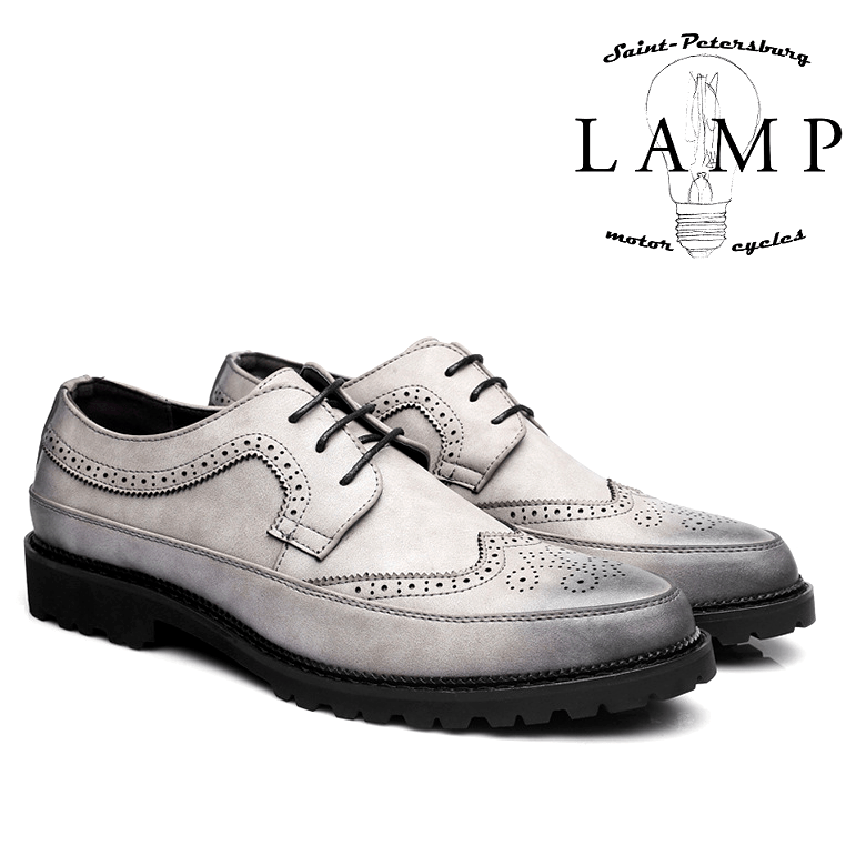 Grey leather oxford boot 605