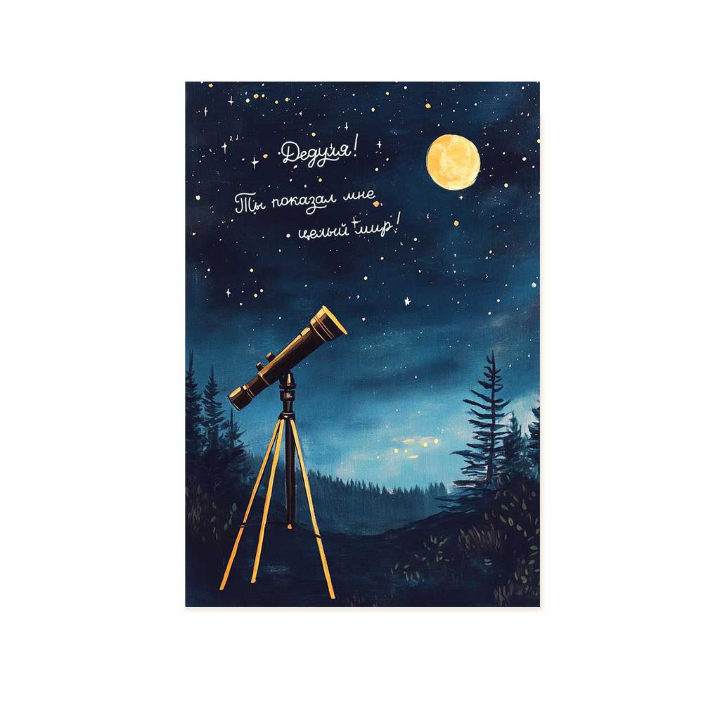Открытка "Дедуле", телескоп
