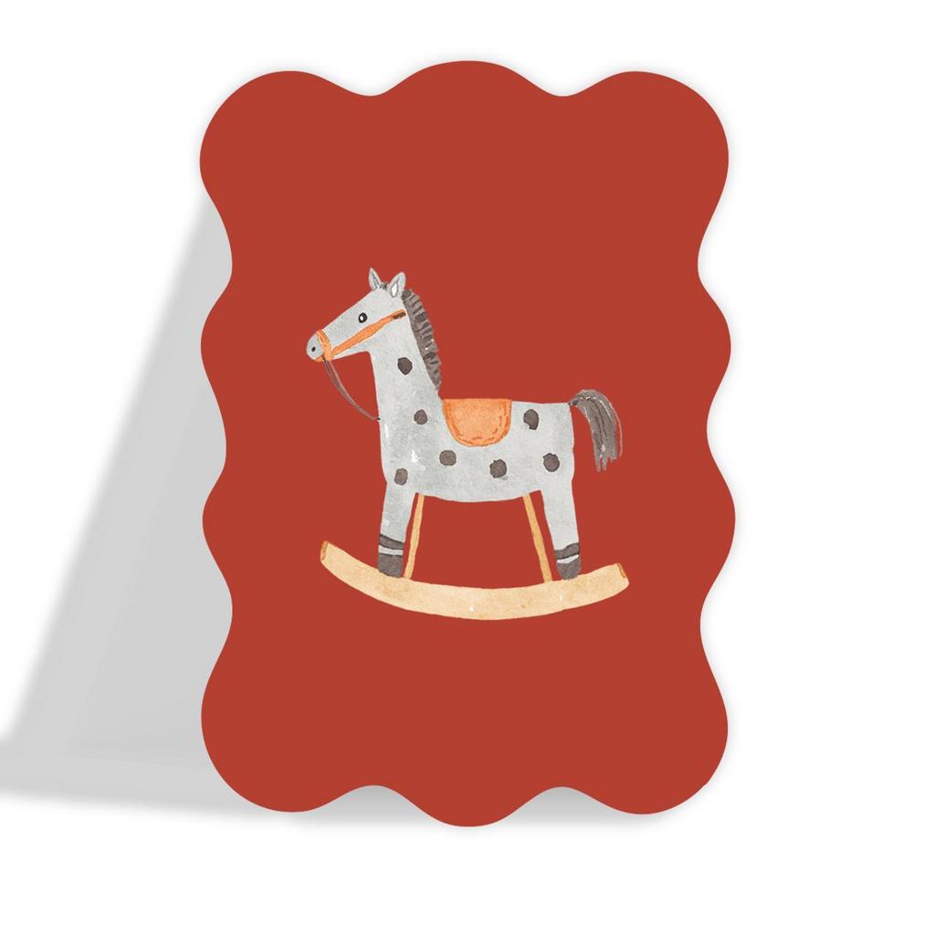 Мини-открытка фигурная "Лошадка", деревянная игрушка