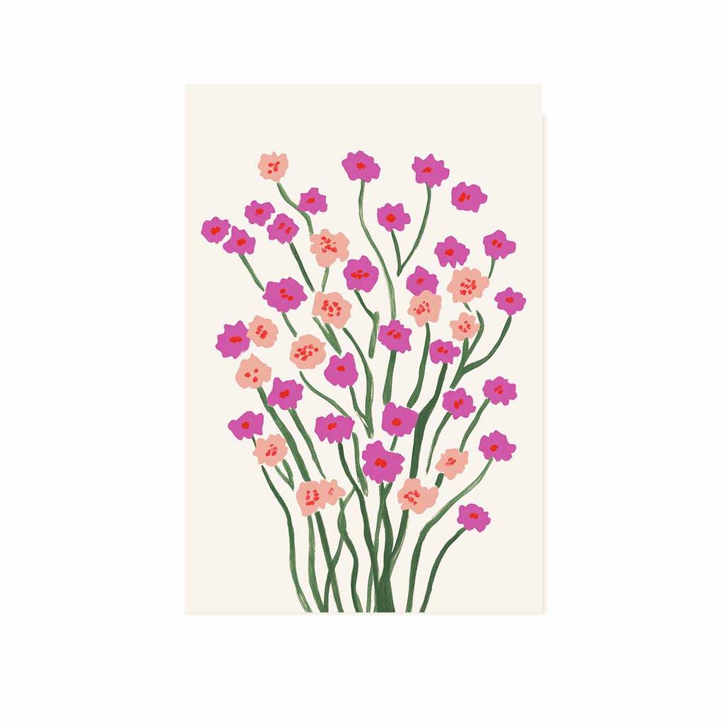 Открытка "Розовые цветы", акварель