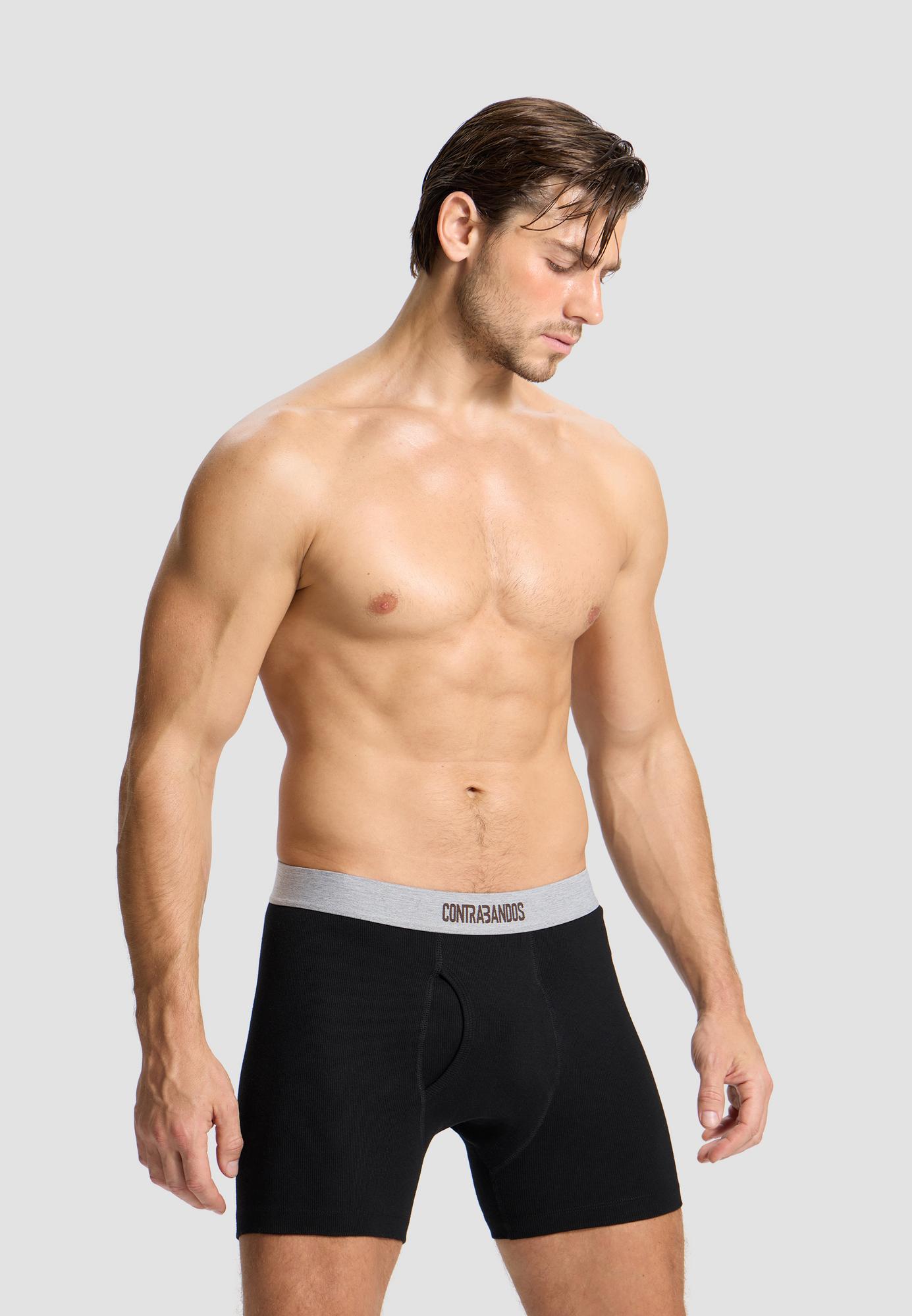 Мужские боксеры-риб удлиненные CONTRABANDOS BOXERS LONG RIB BLACK