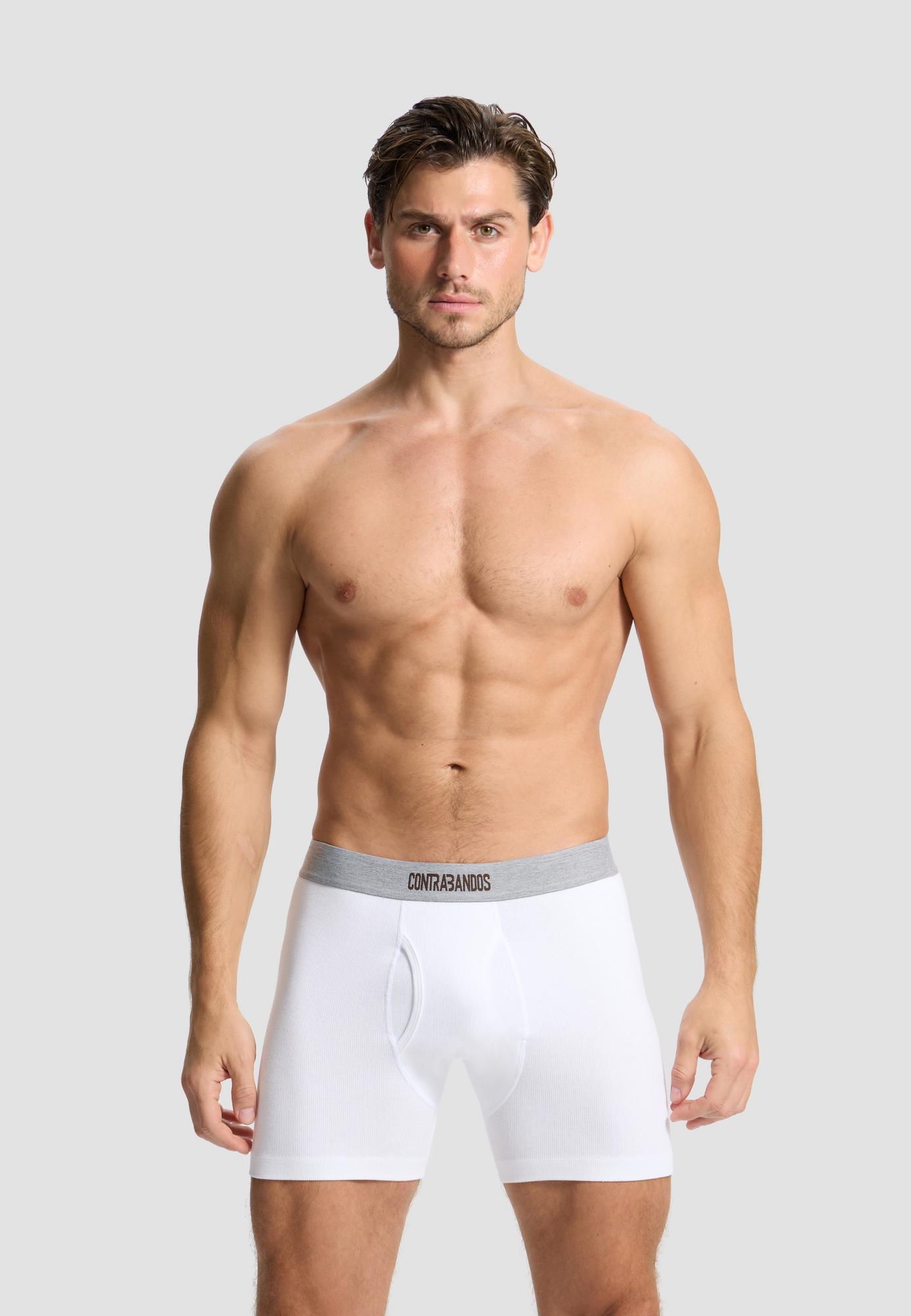Мужские боксеры-риб удлиненные CONTRABANDOS BOXERS LONG RIB WHITE