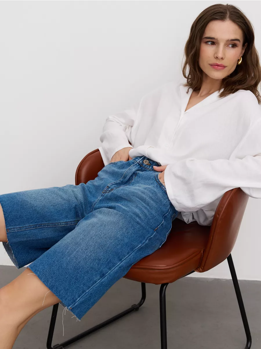 Шорты трубы классические синие y2k