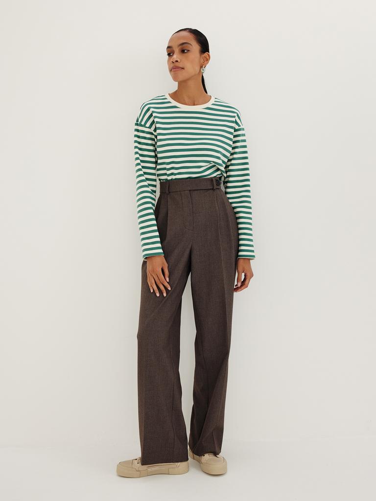 Темно-коричневые брюки с ремешком