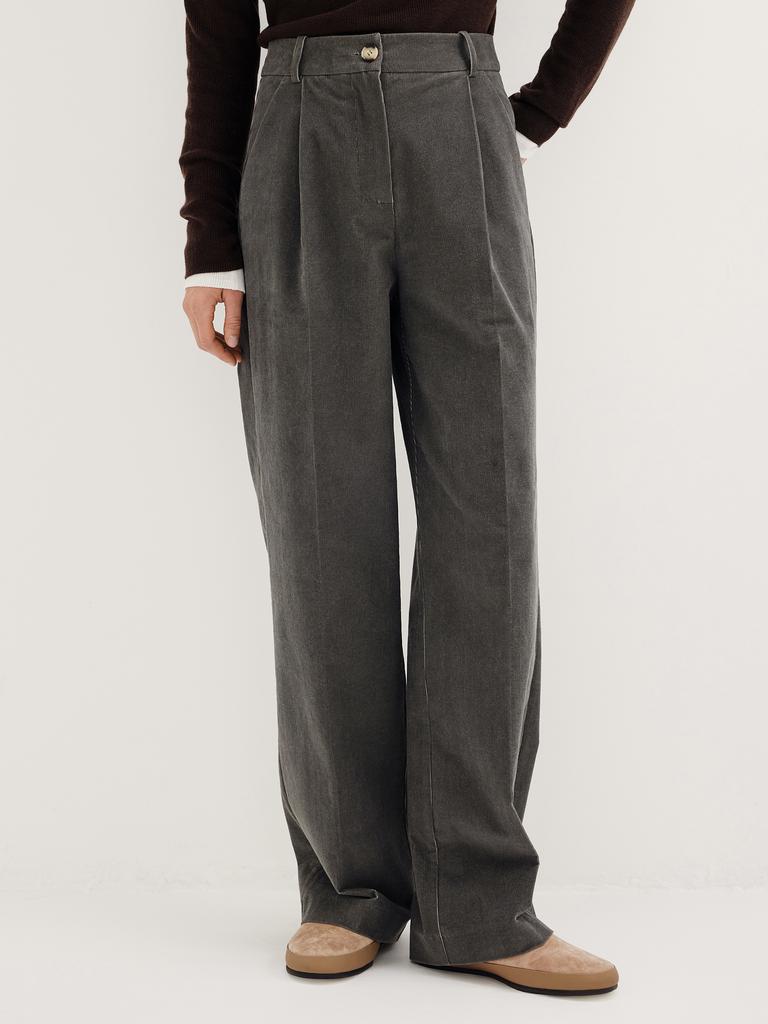 Брюки вельветовые серого цвета