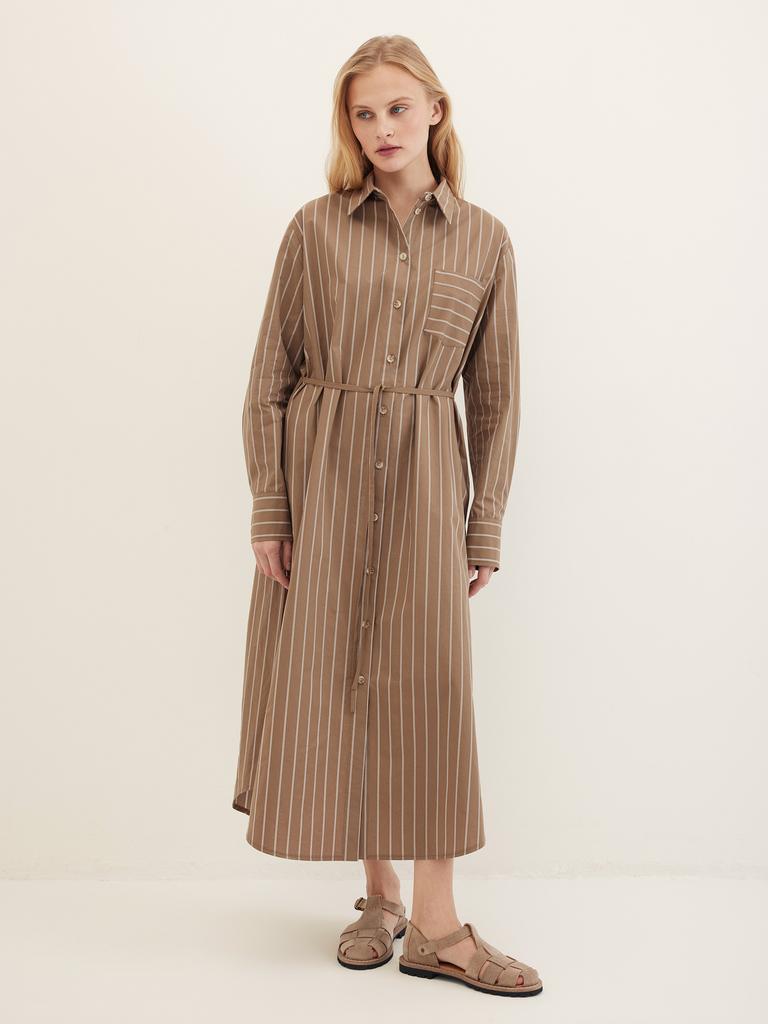 Платье-рубашка коричневого цвета