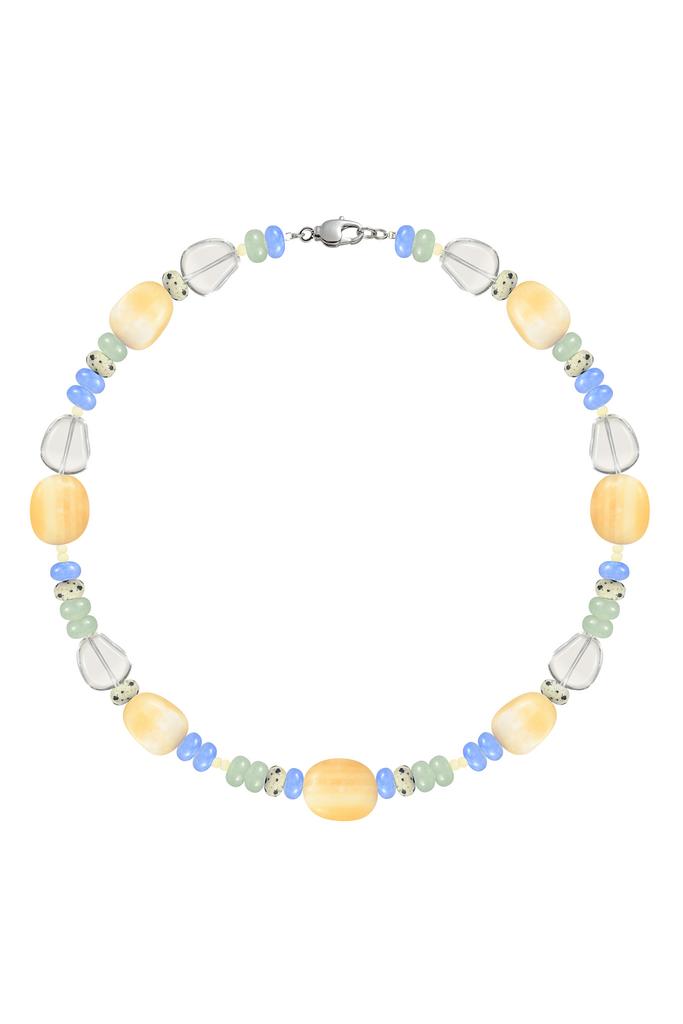 Бусы с желто-голубыми бусинами