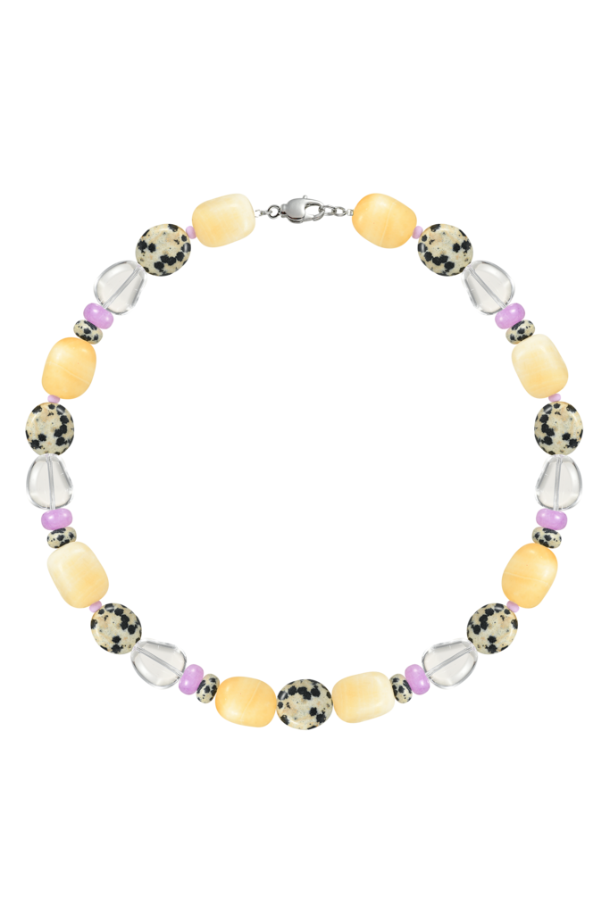 Бусы с желто-фиолетовыми бусинами