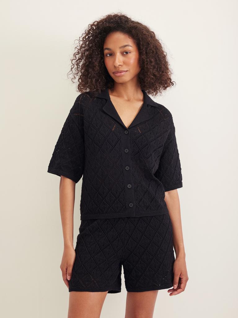 Рубашка ажурная черного цвета