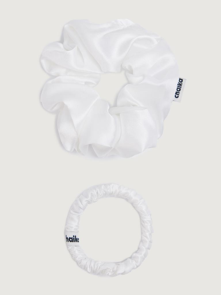 Набор из 2-х шелковых резинок белого цвета