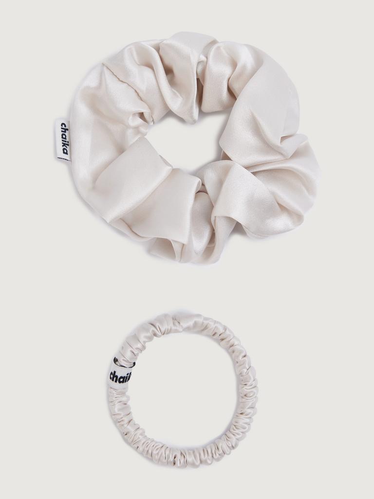 Набор из 2-х шелковых резинок бежевого цвета