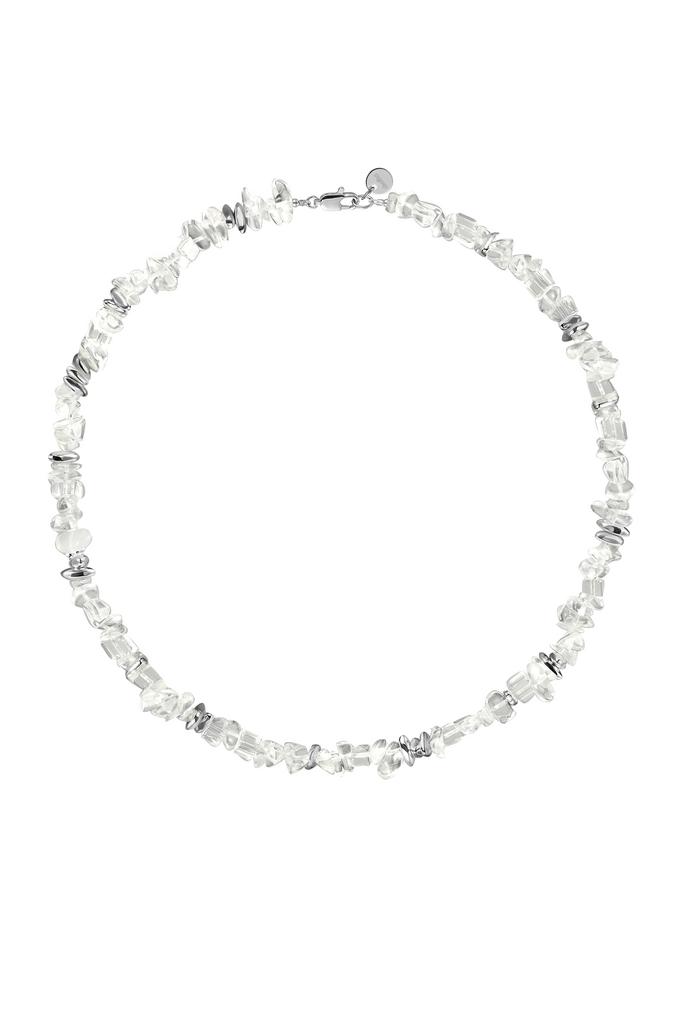 Бусы прозрачные с серебристыми вставками