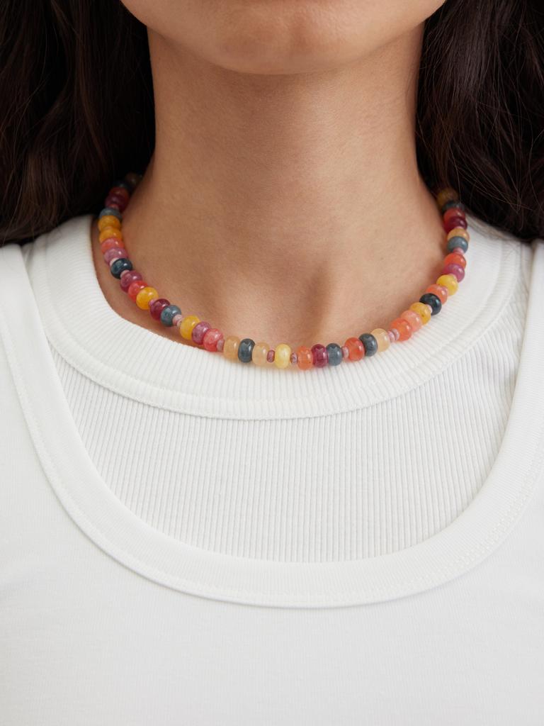 Бусы из кварца, турмалина и граната