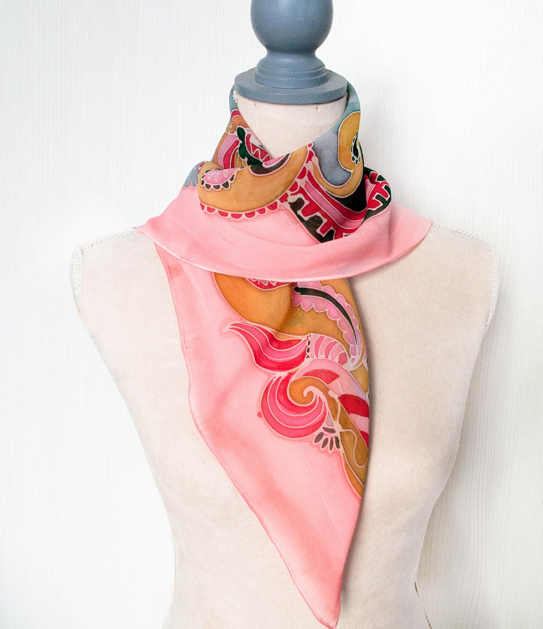 Шёлковый платок ручной работы, пейсли