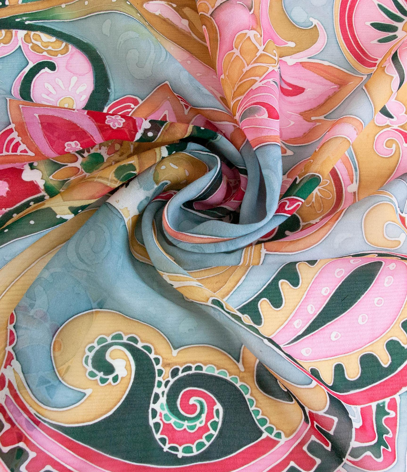 Шёлковый платок ручной работы, пейсли