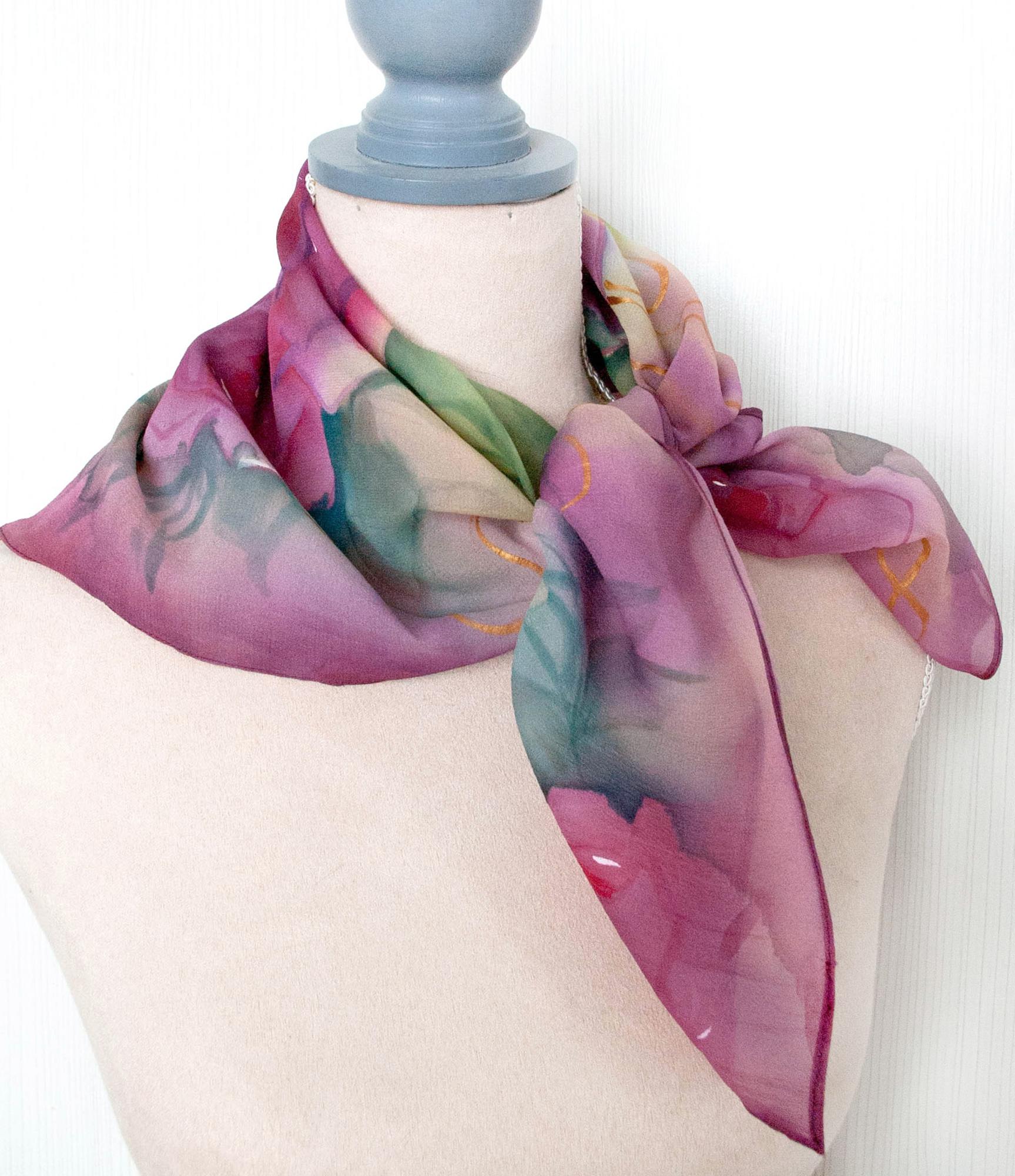 Шёлковый платок ручной работы РОЗЫ