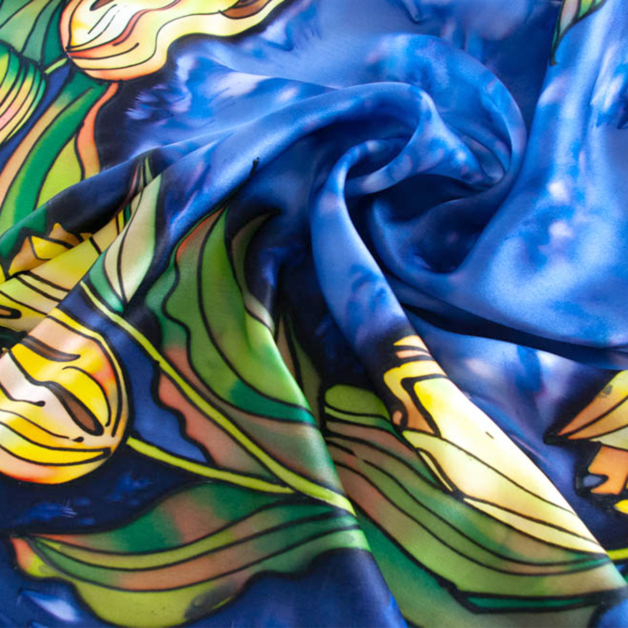 Шелковый платок "Солнечный венок"